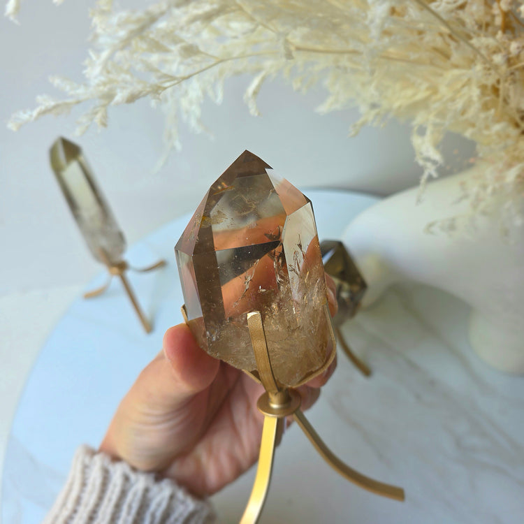 Natural Citrine and Smokey Citrine Crystal Point High Quality Brazil Collectors Piece Small