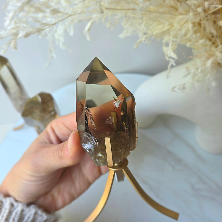 Natural Citrine and Smokey Citrine Crystal Point High Quality Brazil Collectors Piece Small