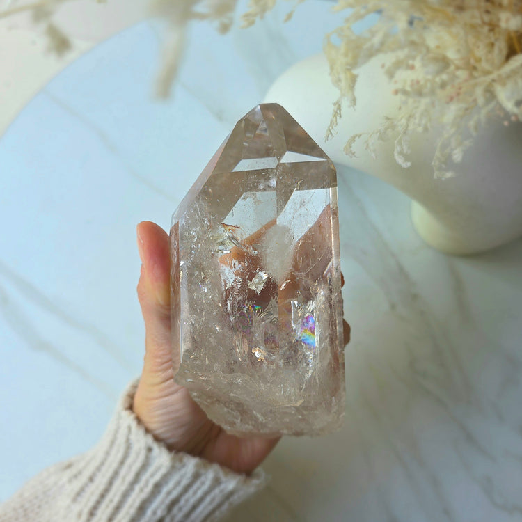 Clear Quartz Crystal Natural Point AA High Quality Brazil XL