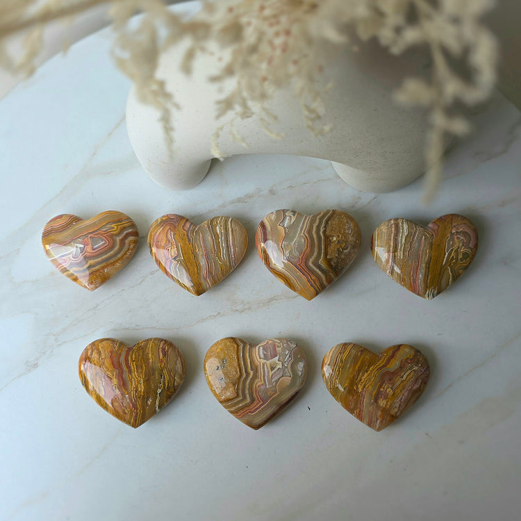 Yellow Crazy Lace Agate Crystal Heart Indonesia High Quality