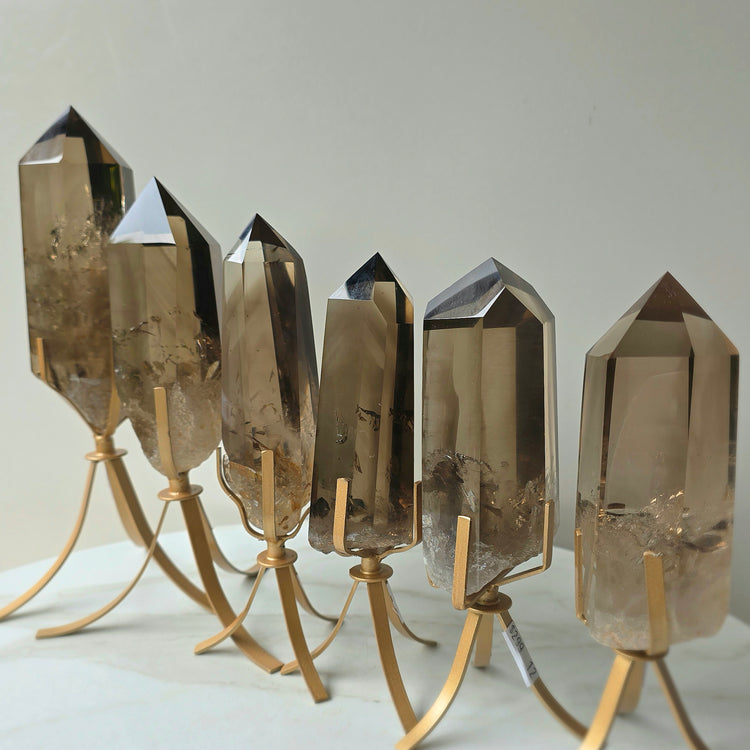 Smokey Quartz Crystal Natural Polished Point on Stand High Quality Brazil