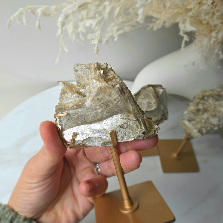 Golden Mica Crystal Cluster High Quality on Stand Madagascar
