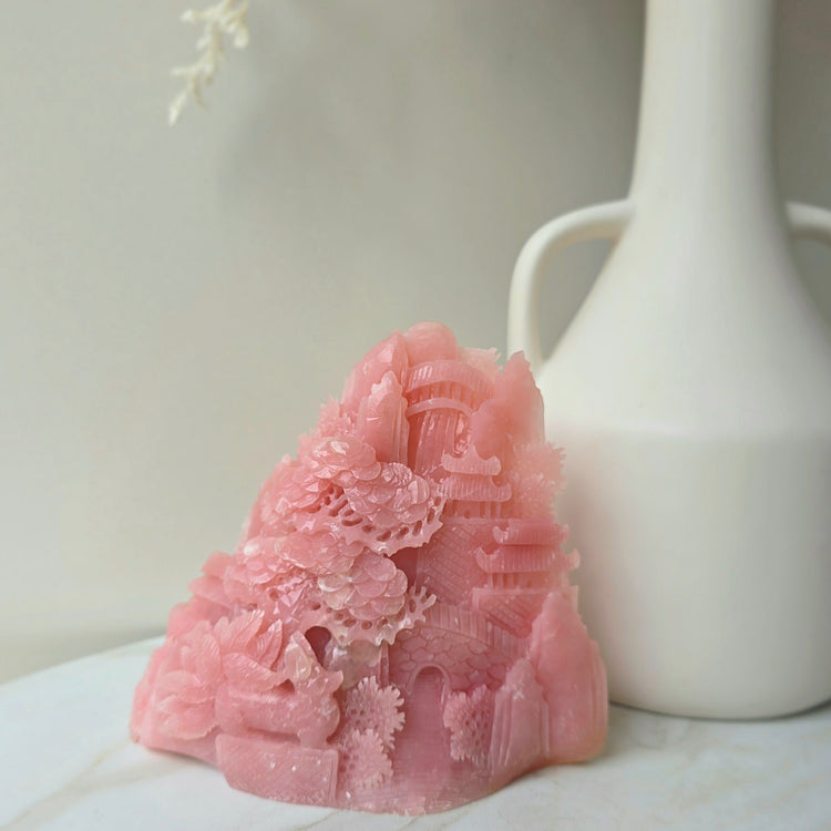 Pink Opal Magical Garden Hand Carving High Quality Peru