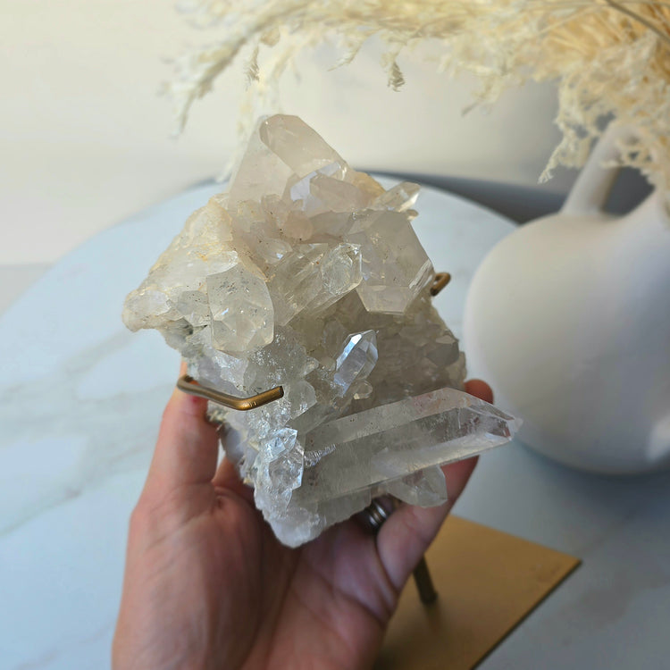 Clear Quartz Crystal Cluster on Stand Brazil