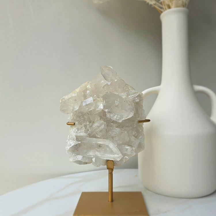 Clear Quartz Crystal Cluster on Stand Brazil