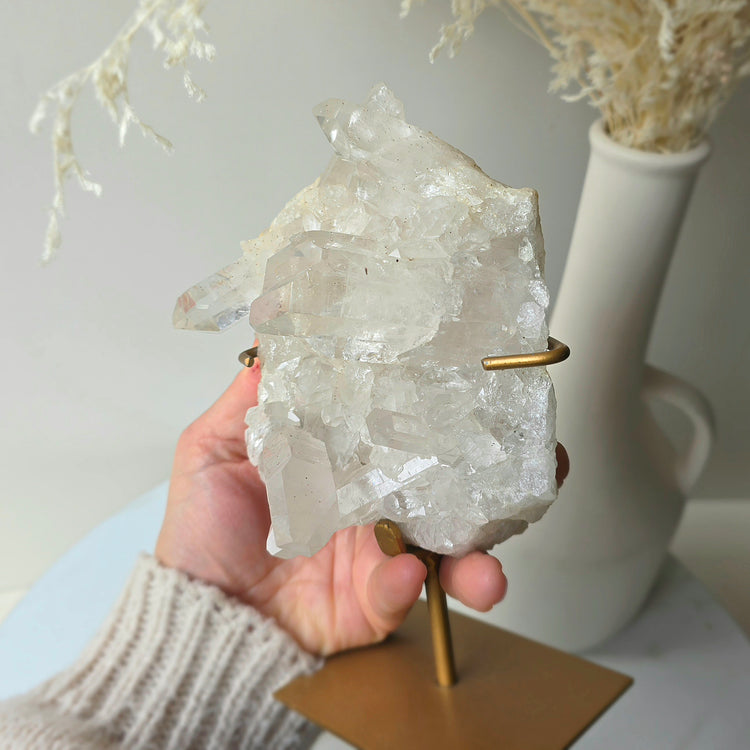 Clear Quartz Crystal Cluster on Stand Brazil