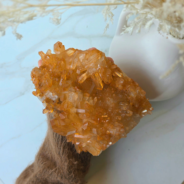 Tangerine Quartz Crystal Cluster XL High Quality Brazil