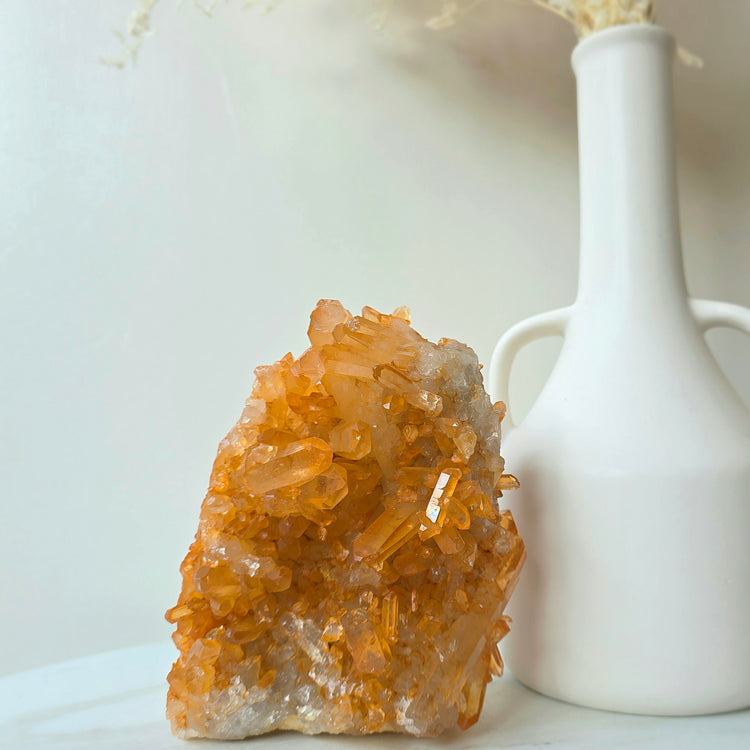 Tangerine Quartz Crystal Cluster XL High Quality Brazil