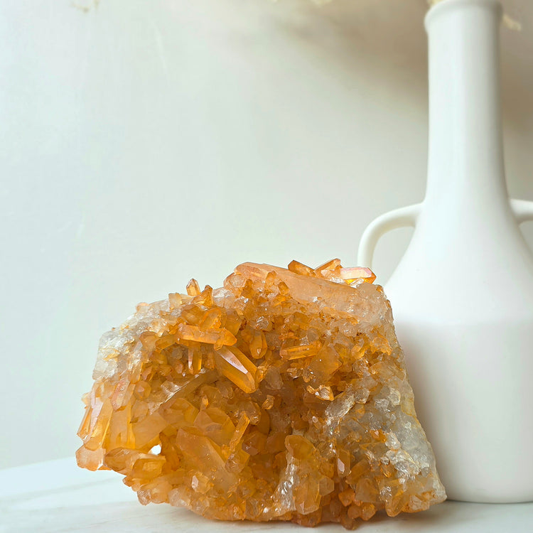 Tangerine Quartz Crystal Cluster XL High Quality Brazil
