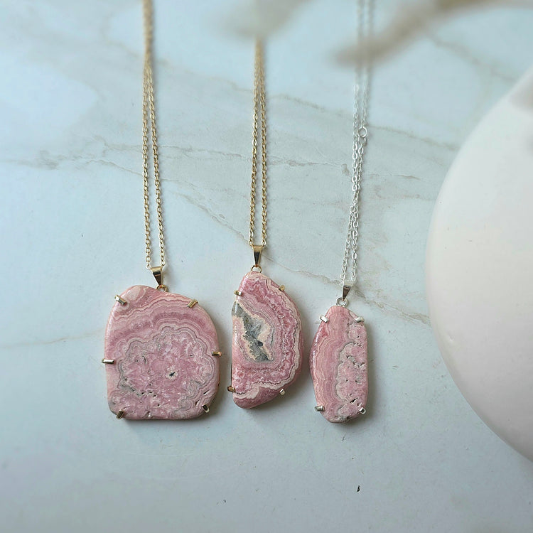 Rhodochrosite Crystal Jewellery Pendant