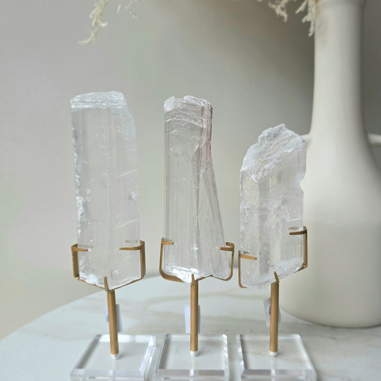 Selenite Slab Slice on Stand High Quality Mexico Small