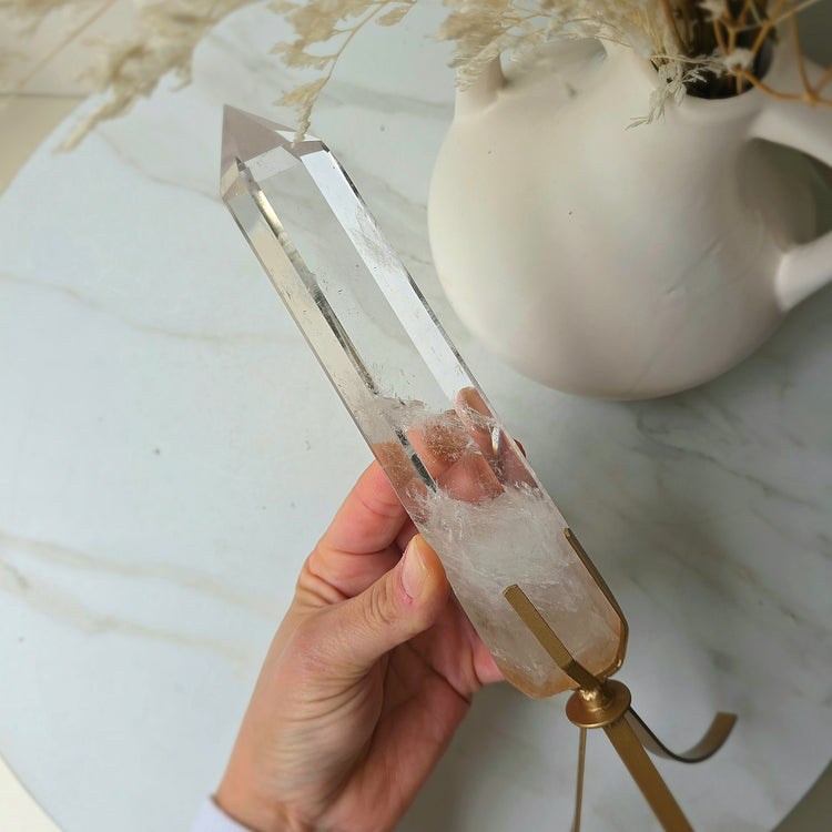 Clear Quartz Crystal Natural Point on Stand High Quality Brazil 3