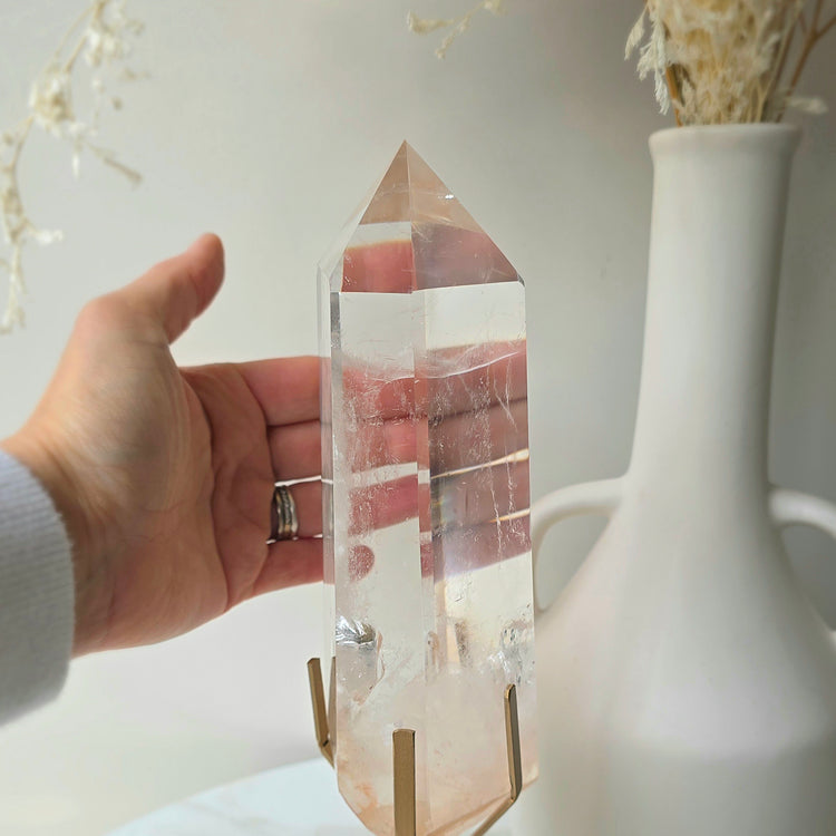 Clear Quartz Crystal Natural Point on Stand High Quality Brazil 1