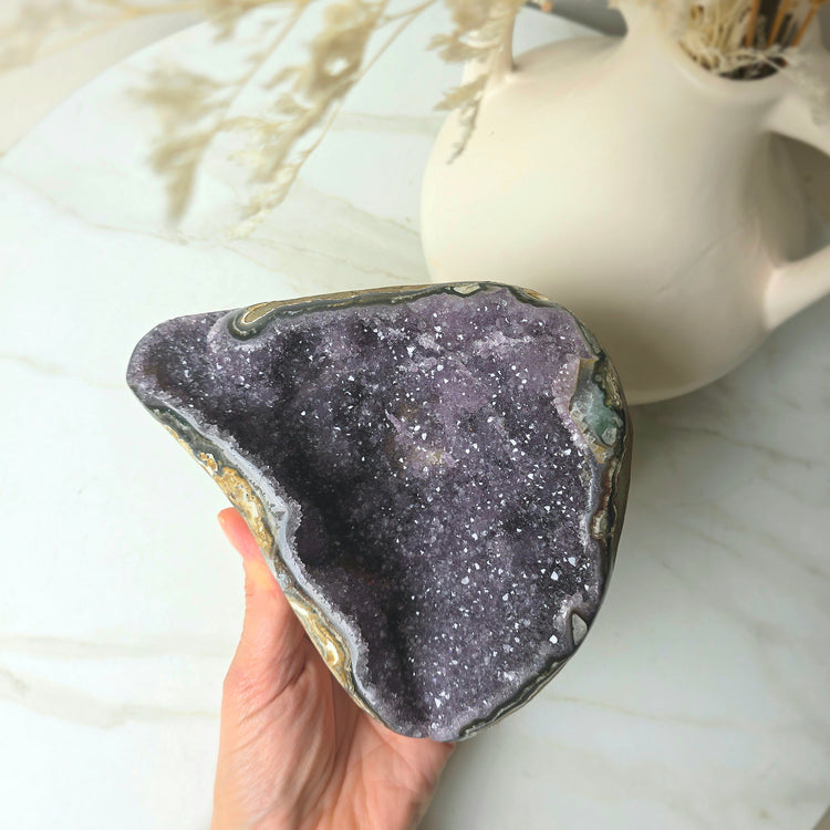 Amethyst Crystal Geode Cluster on Stand High Quality Brazil