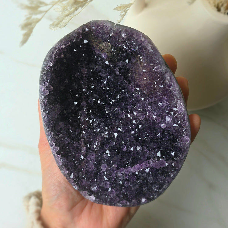 Amethyst Crystal Geode Cluster on Stand High Quality Brazil