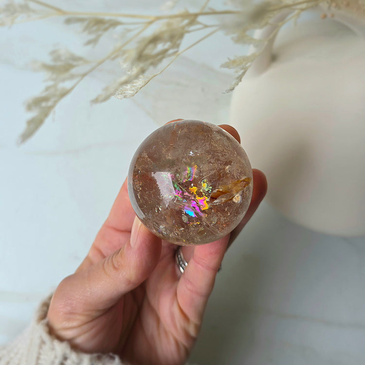 Smokey Quartz Rainbow Crystal Sphere High Quality Brazil