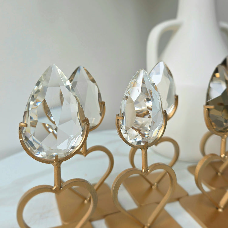 Smokey Quartz Crystal and Clear Quartz Crystal Faceted Carving on Heart Stand High Quality Brazil