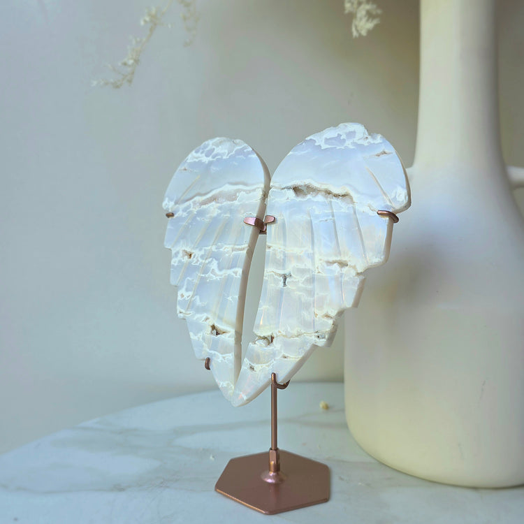 White Plume Agate Crystal Angel Wings High Quality Indonesia