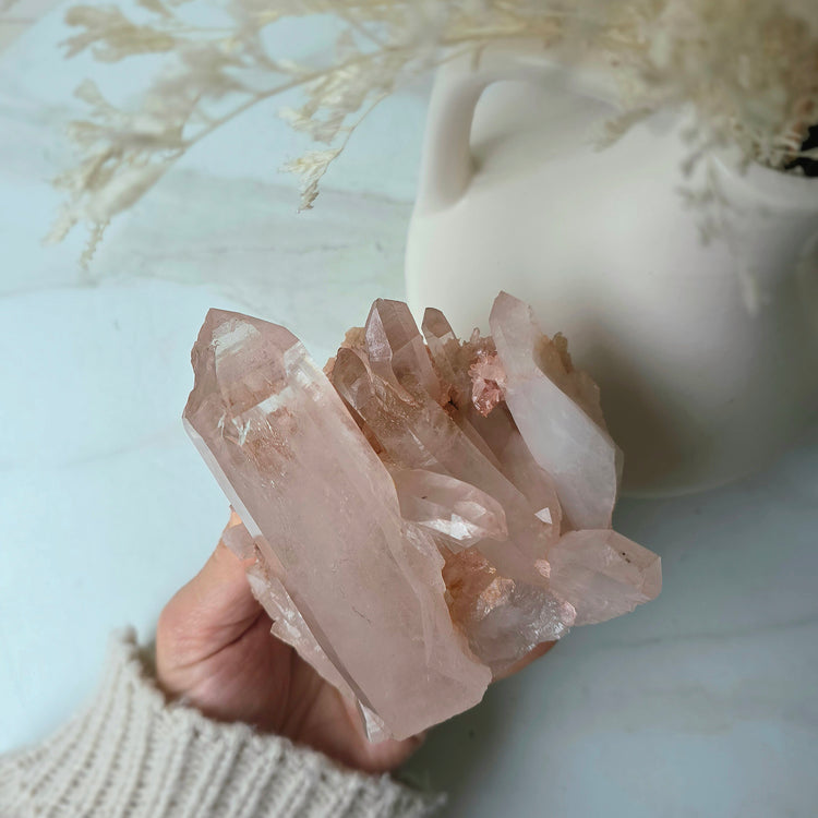 Pink Himalayan Samadhi Lemurian Quartz Crystal Collectors Piece High Quality India Large