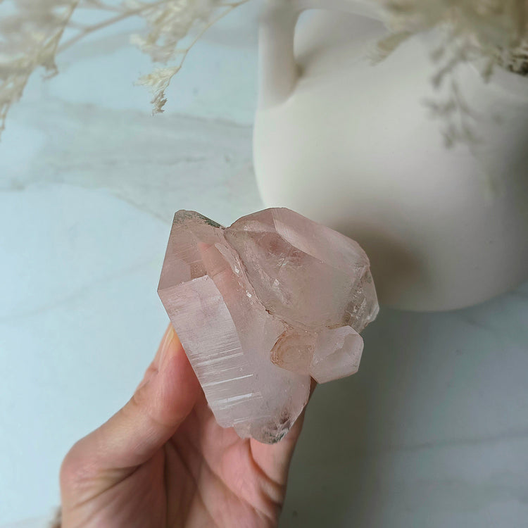 Pink Himalayan Samadhi Lemurian Quartz Crystal High Quality India Small