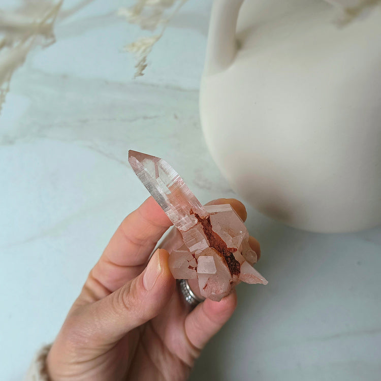 Pink Himalayan Samadhi Lemurian Quartz Crystal High Quality India Small