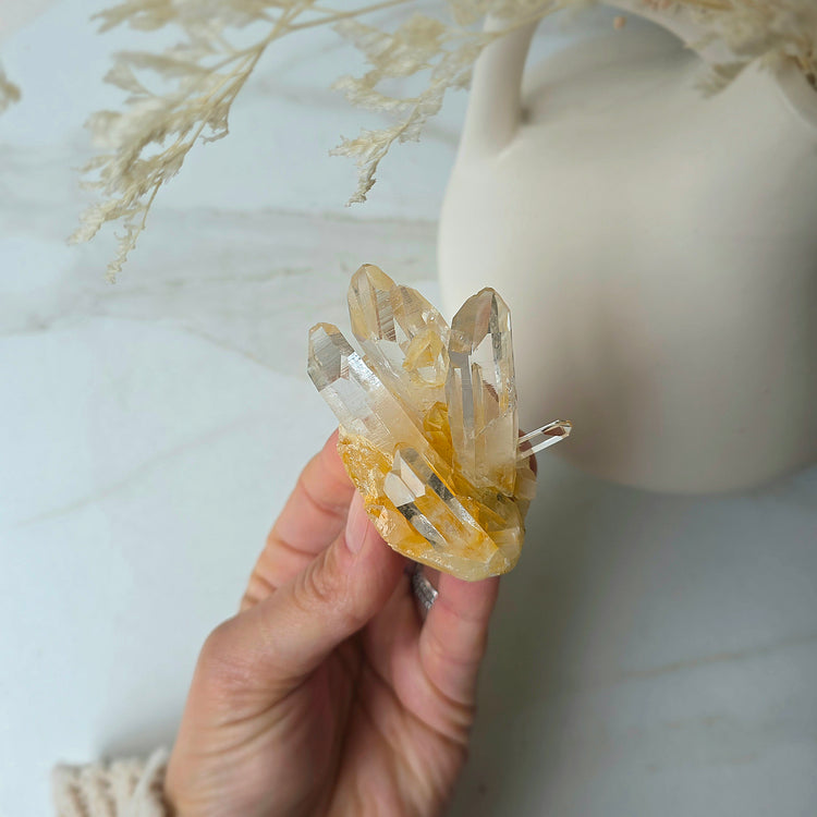 Rare Golden Columbian Lemurian Quartz Crystal Cluster AAA Collectors Piece