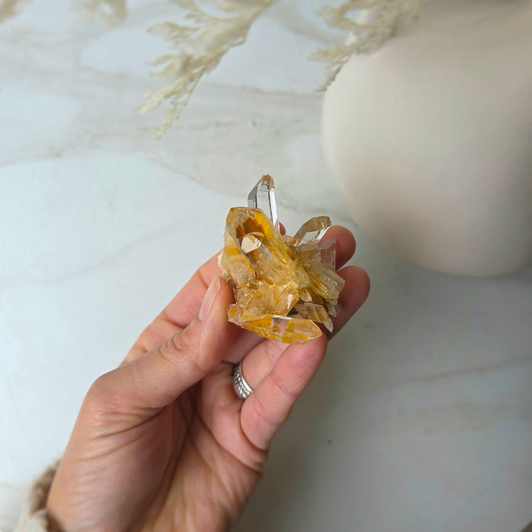 Rare Golden Columbian Lemurian Quartz Crystal Cluster AAA Collectors Piece