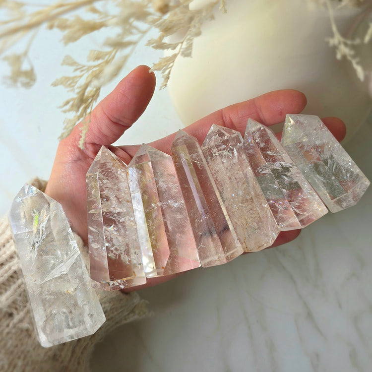 Clear Quartz Crystal Rainbow Point High Quality Large Brazil