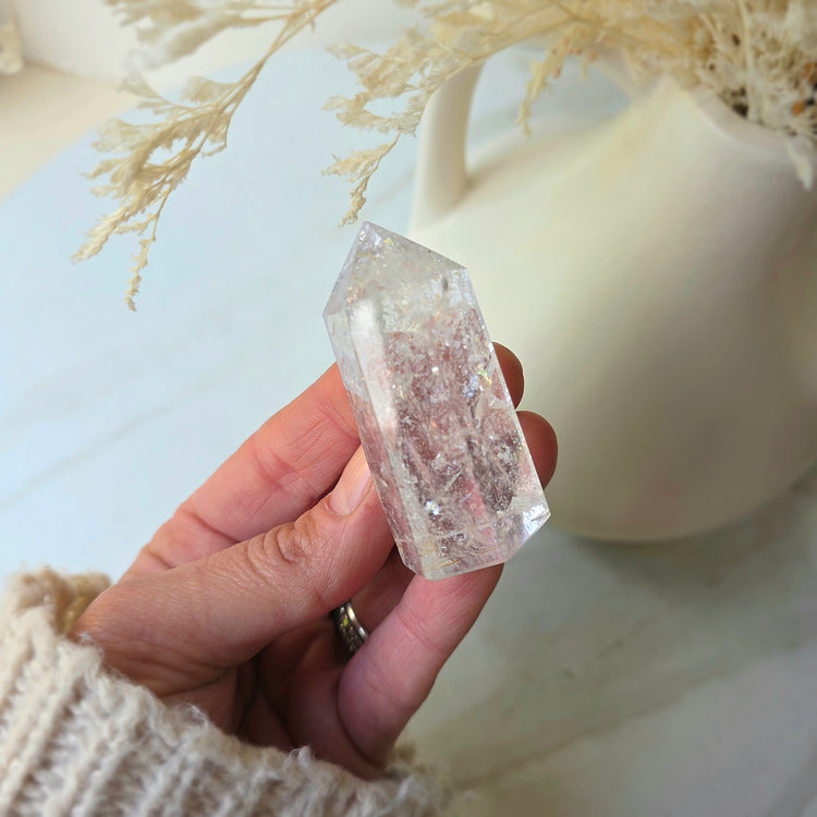 Clear Quartz Crystal Rainbow Point High Quality Large Brazil