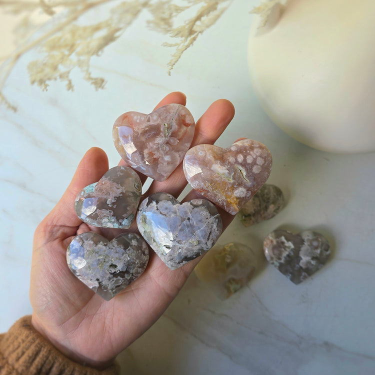 Flower Agate Crystal Heart Madagascar Small