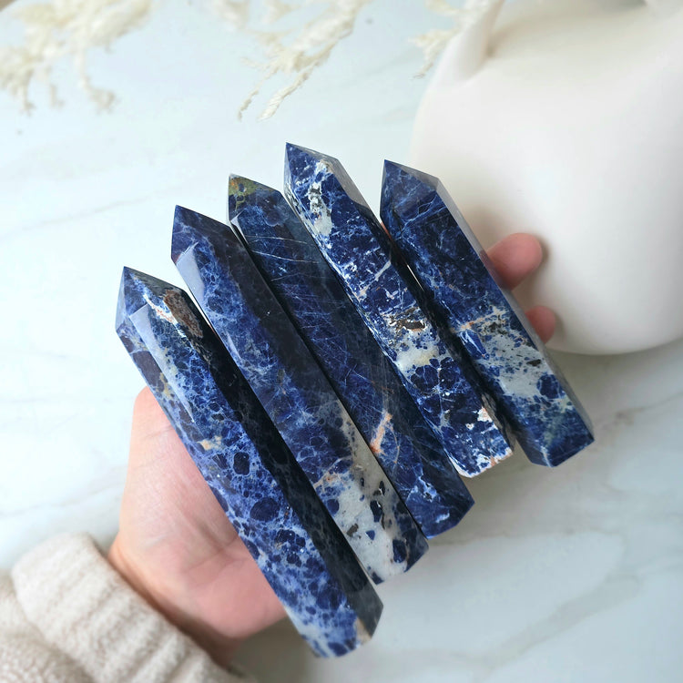 Sodalite Crystal Tower Point Obelisk High Quality Brazil