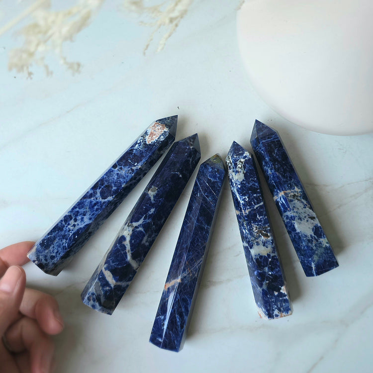 Sodalite Crystal Tower Point Obelisk High Quality Brazil