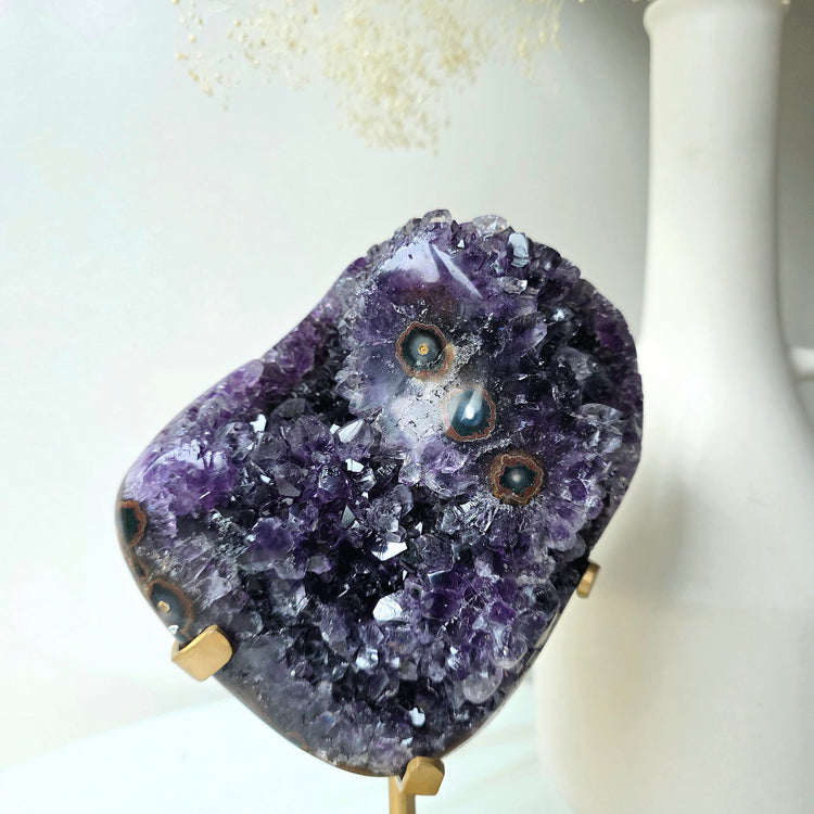 Amethyst Crystal with Stalactites High Quality on Stand