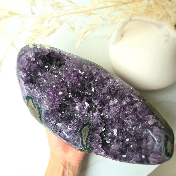 Amethyst Crystal Cluster XL on Rotating Stand High Quality Brazil