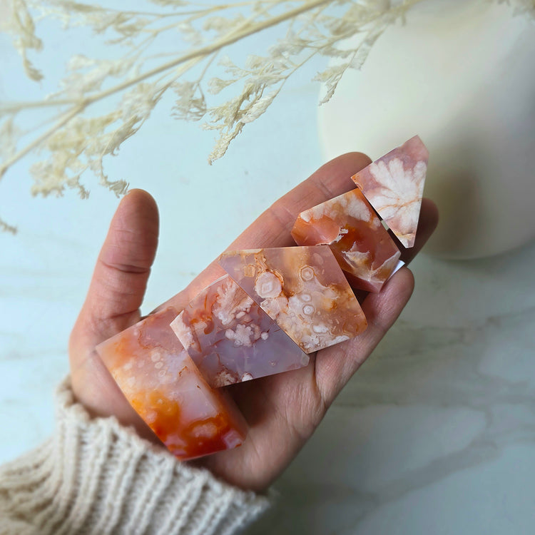 Carnelian Crystal with Flower Agate Crystal Freeform High Quality Madagascar