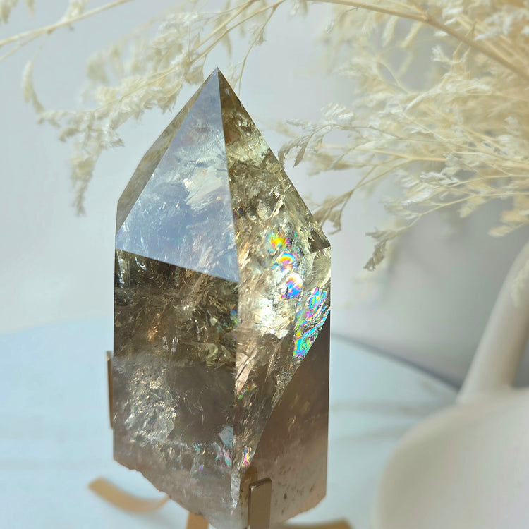 Natural Rainbow Citrine Crystal Polished Point Collectors Grade High Quality Brazil