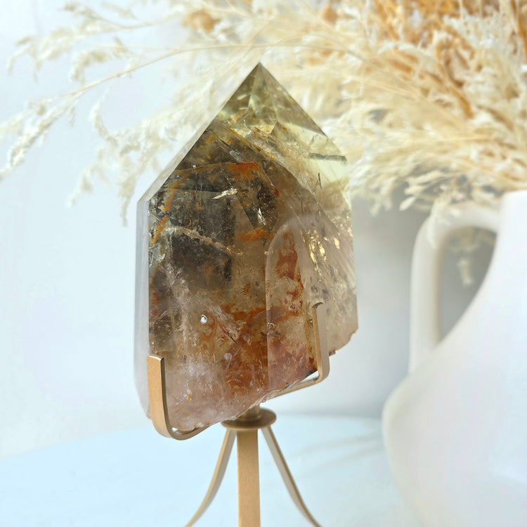 Natural Rainbow Citrine Crystal Polished Point Collectors Grade High Quality Brazil