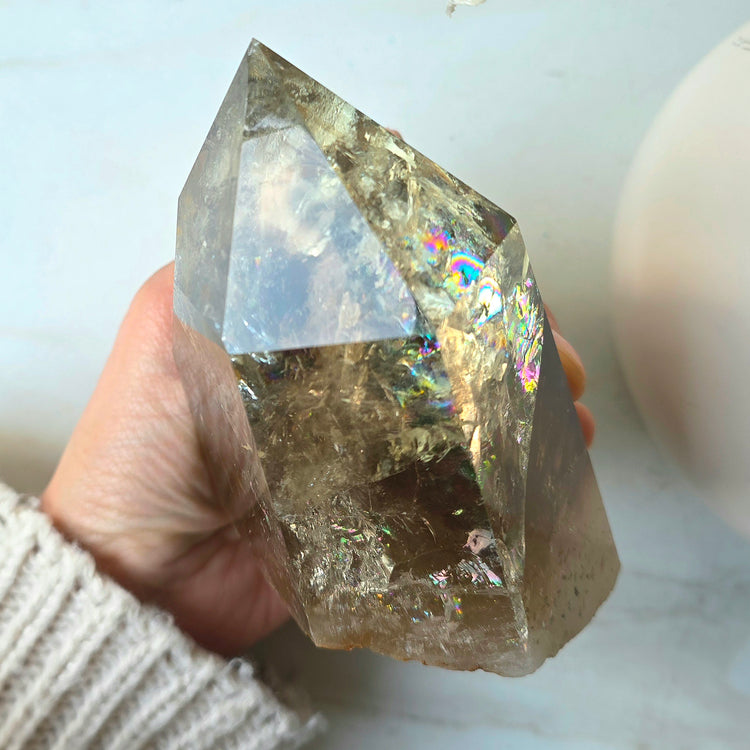 Natural Rainbow Citrine Crystal Polished Point Collectors Grade High Quality Brazil