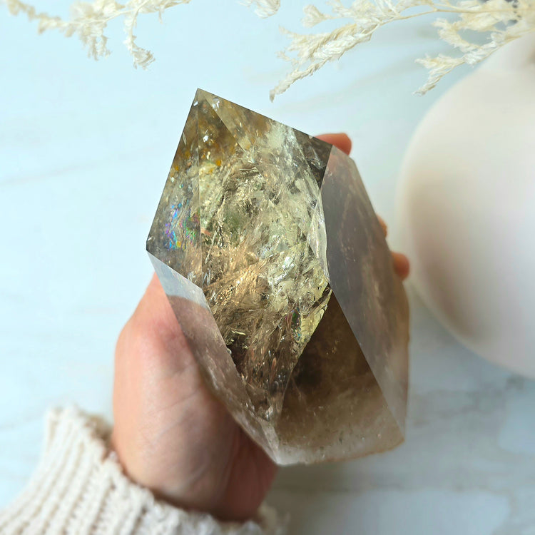 Natural Rainbow Citrine Crystal Polished Point Collectors Grade High Quality Brazil