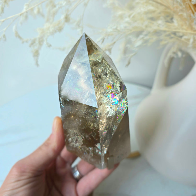 Natural Rainbow Citrine Crystal Polished Point Collectors Grade High Quality Brazil
