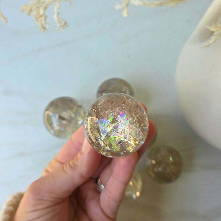 Natural Champaign Citrine Crystal Polished Sphere High Quality Brazil