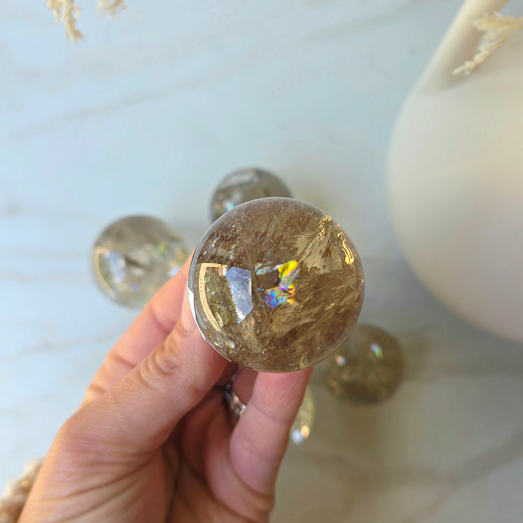 Natural Champaign Citrine Crystal Polished Sphere High Quality Brazil