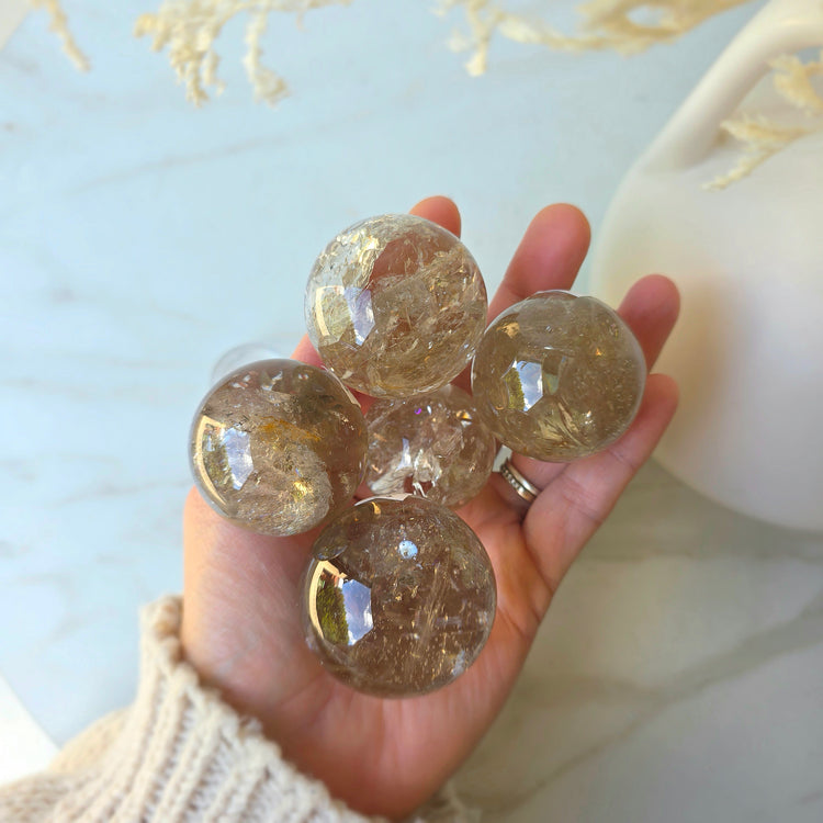 Natural Champaign Citrine Crystal Polished Sphere High Quality Brazil