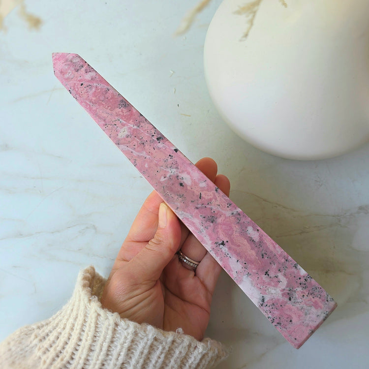 Rhodonite Crystal Tower Point Obelisk High Quality Peru