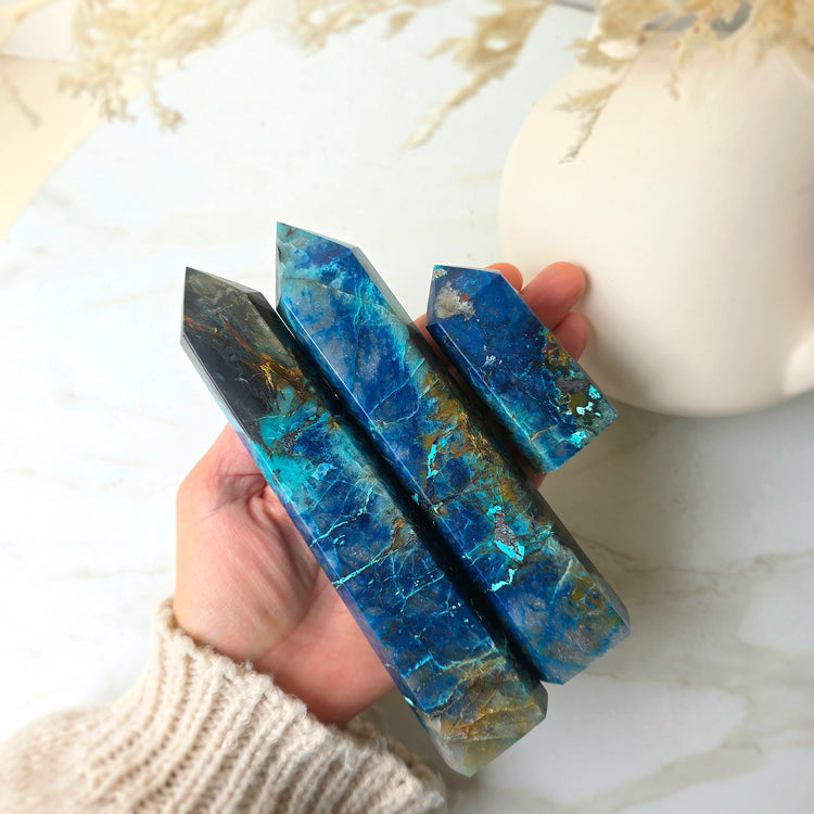 Chrysocolla Crystal Phoenix Stone Crystal Tower Point Obelisk High Quality