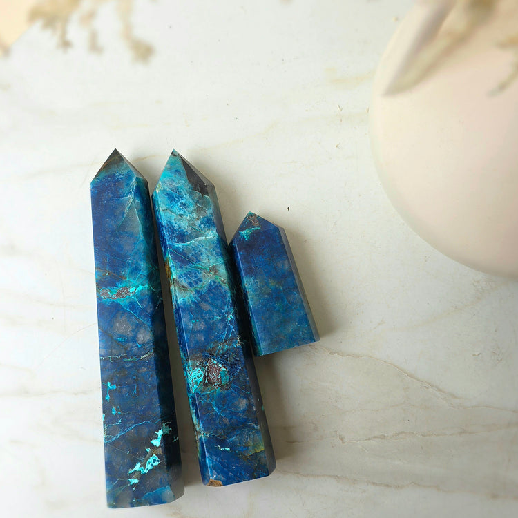 Chrysocolla Crystal Phoenix Stone Crystal Tower Point Obelisk High Quality