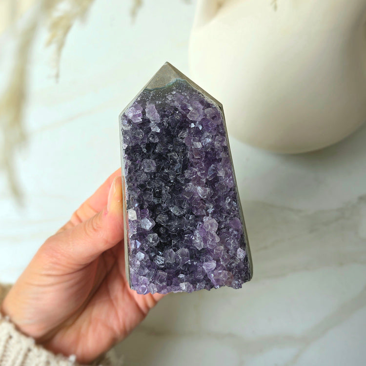 Amethyst Crystal Cluster Tower Point Obelisk Brazil