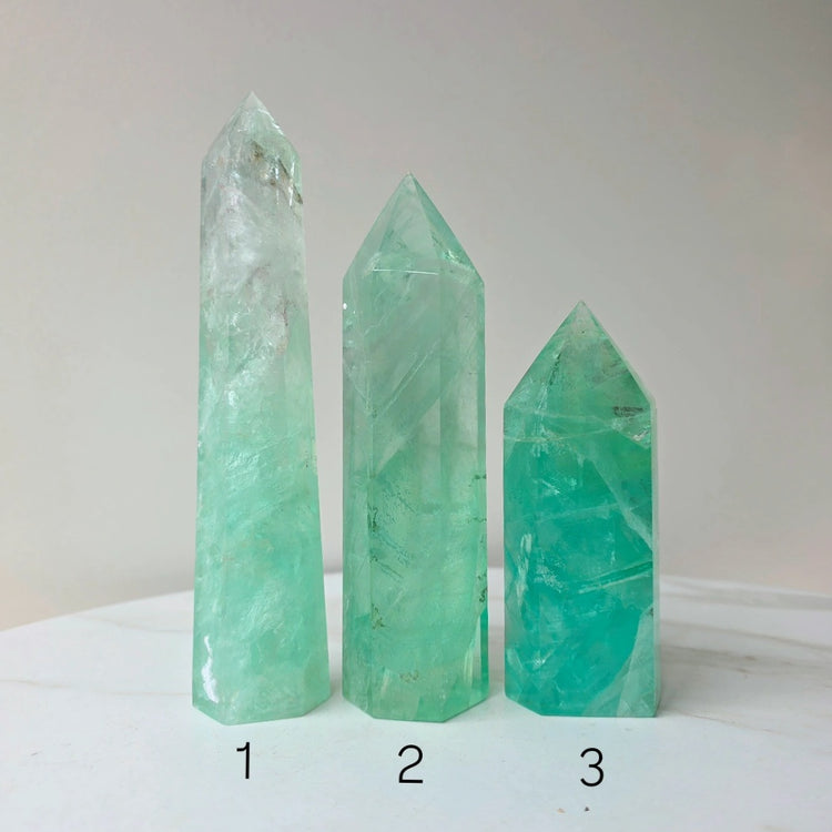 Green Fluorite Crystal Tower Point Obelisk High Quality China