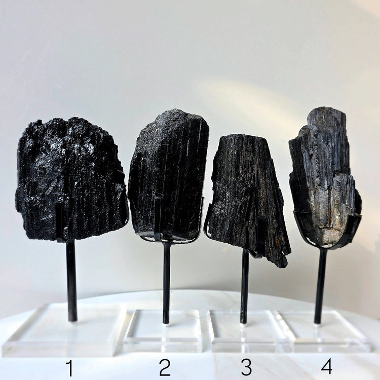Black Tourmaline Crystal Rough Chunk AAA High Quality in Stand