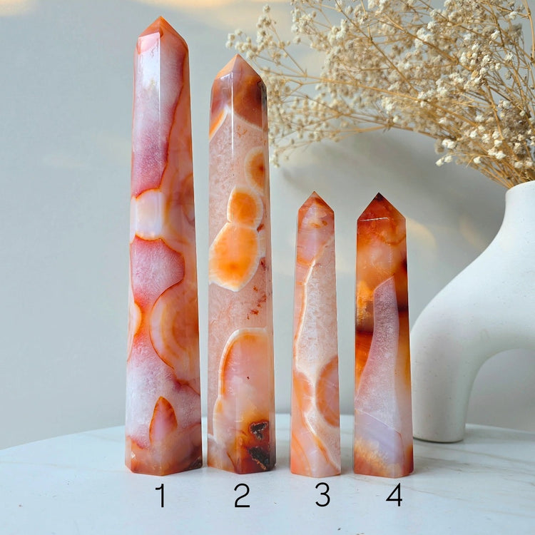 Carnelian Crystal Tower Point Obelisk High Quality Brazil - Crystals and Me | Crystal Candles and Ethically Sourced Crystals